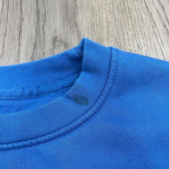 Nike Sweater Mens Medium Blue Swoosh Crewneck Pullover Embroidered Logo Turkey - Picture 4 of 11